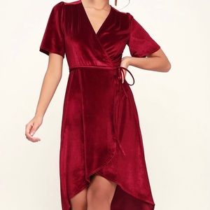 Like NEW Lulu’s Red Velvet Wrap Dress